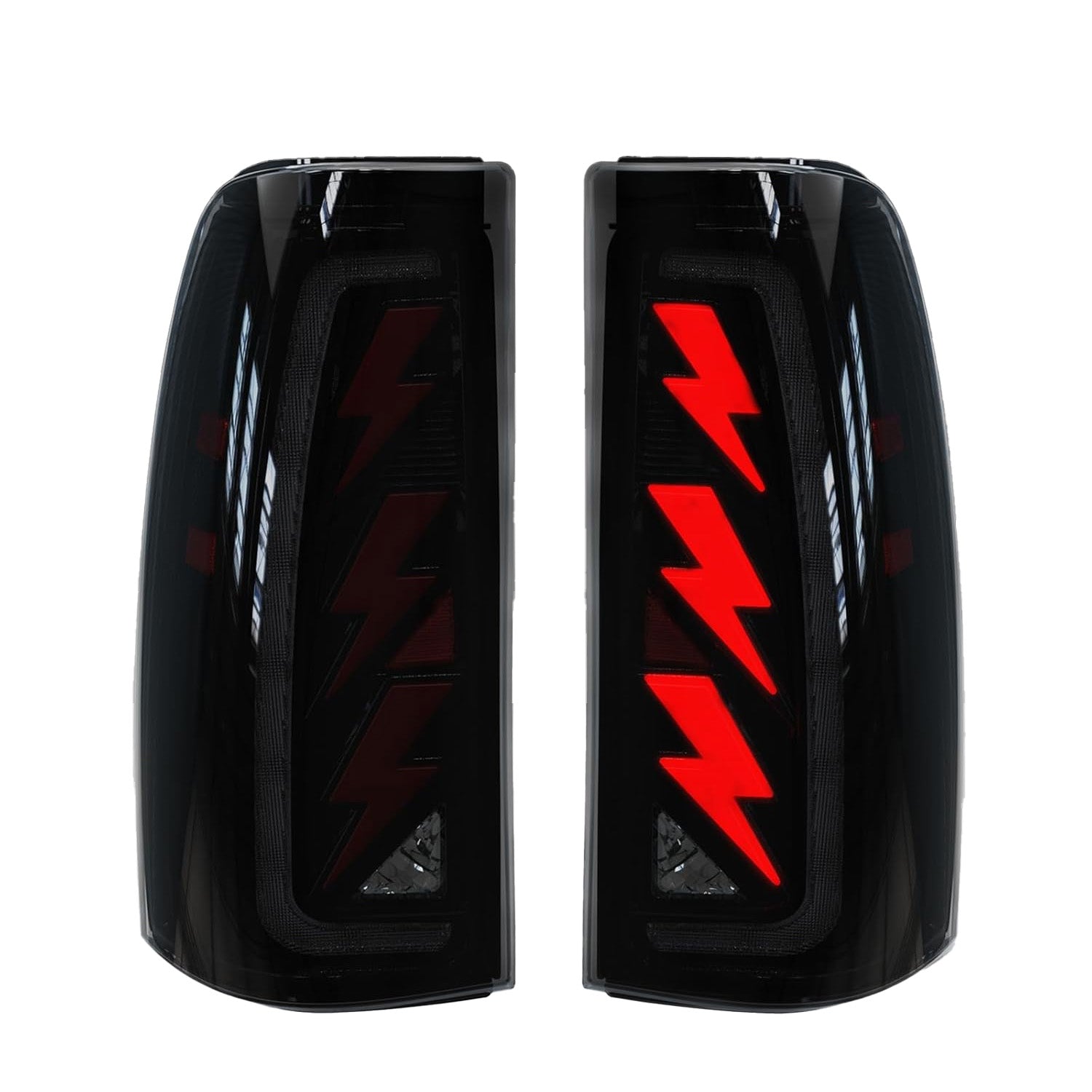 2003-2006 Chevy Silverado Sequential LED Tail Lights | Smoked | Lightning Shape | Start-Up Animation & Dynamic Turn Signal