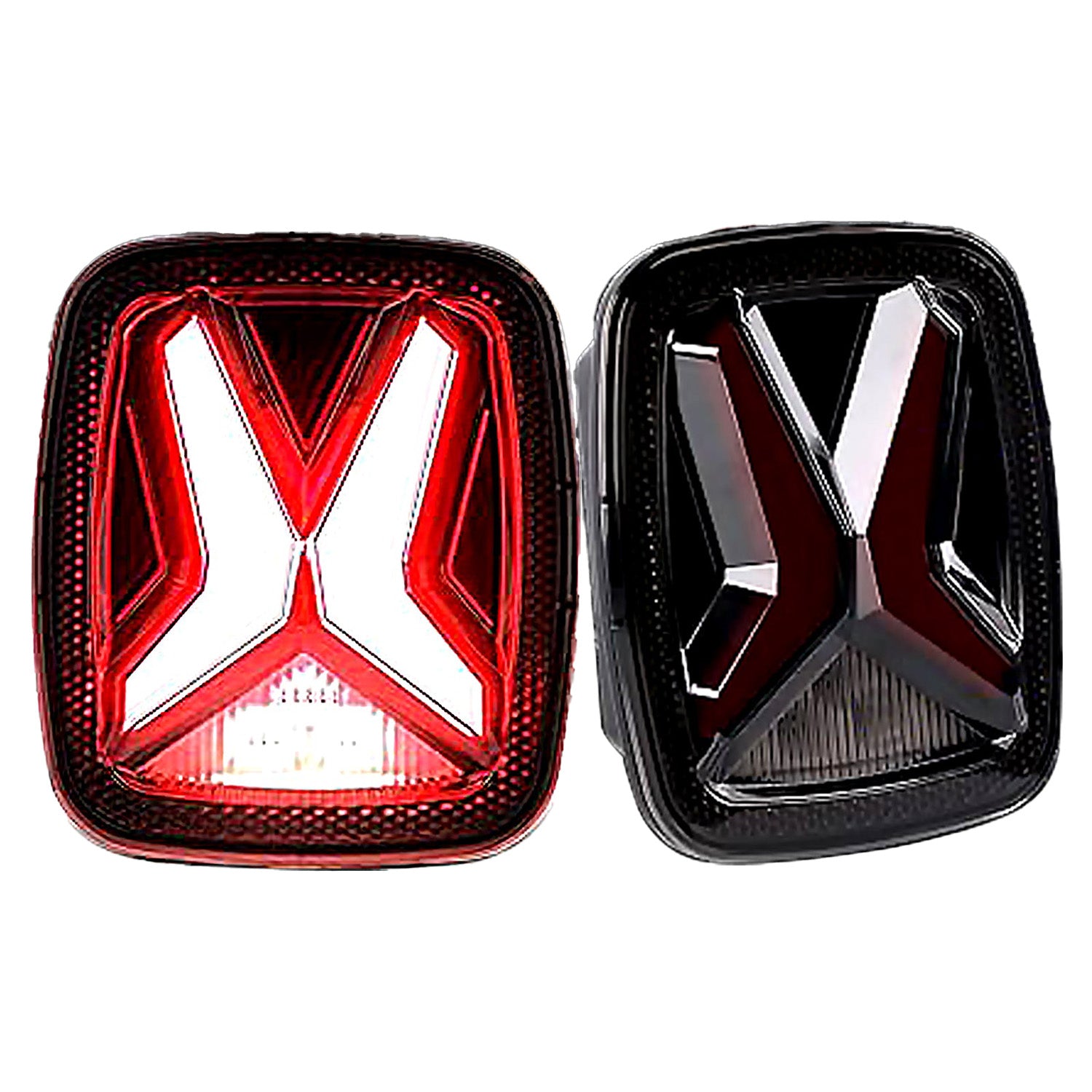 1979–2006 Jeep Wrangler CJ YJ TJ X-Shaped LED Tail Lights | Brake & Turn Signal