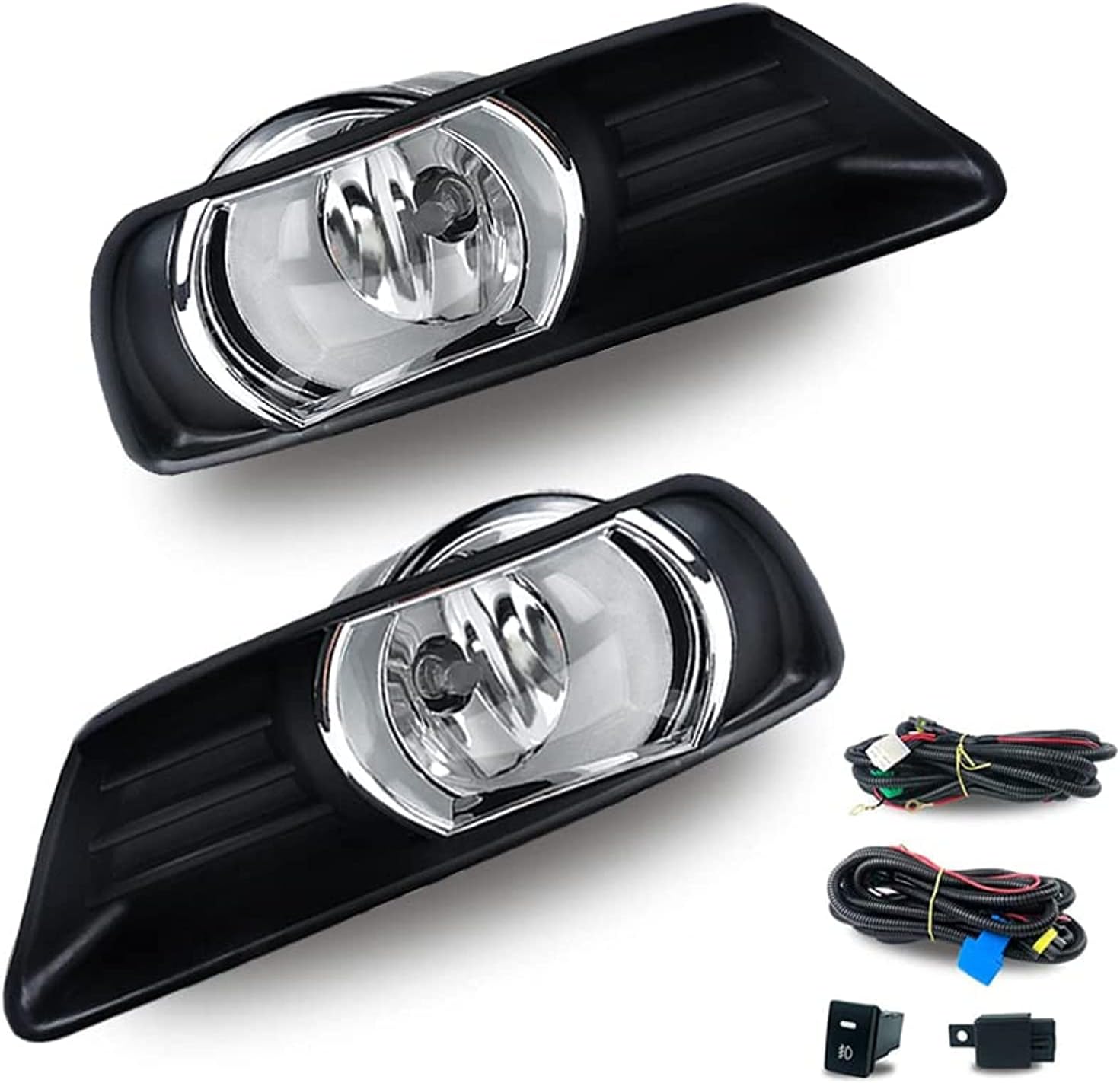 2007–2009 Toyota Camry Halogen Fog Lights | Clear Lens | H11 12V 55W | With Wiring Harness & Switch | 1 Pair