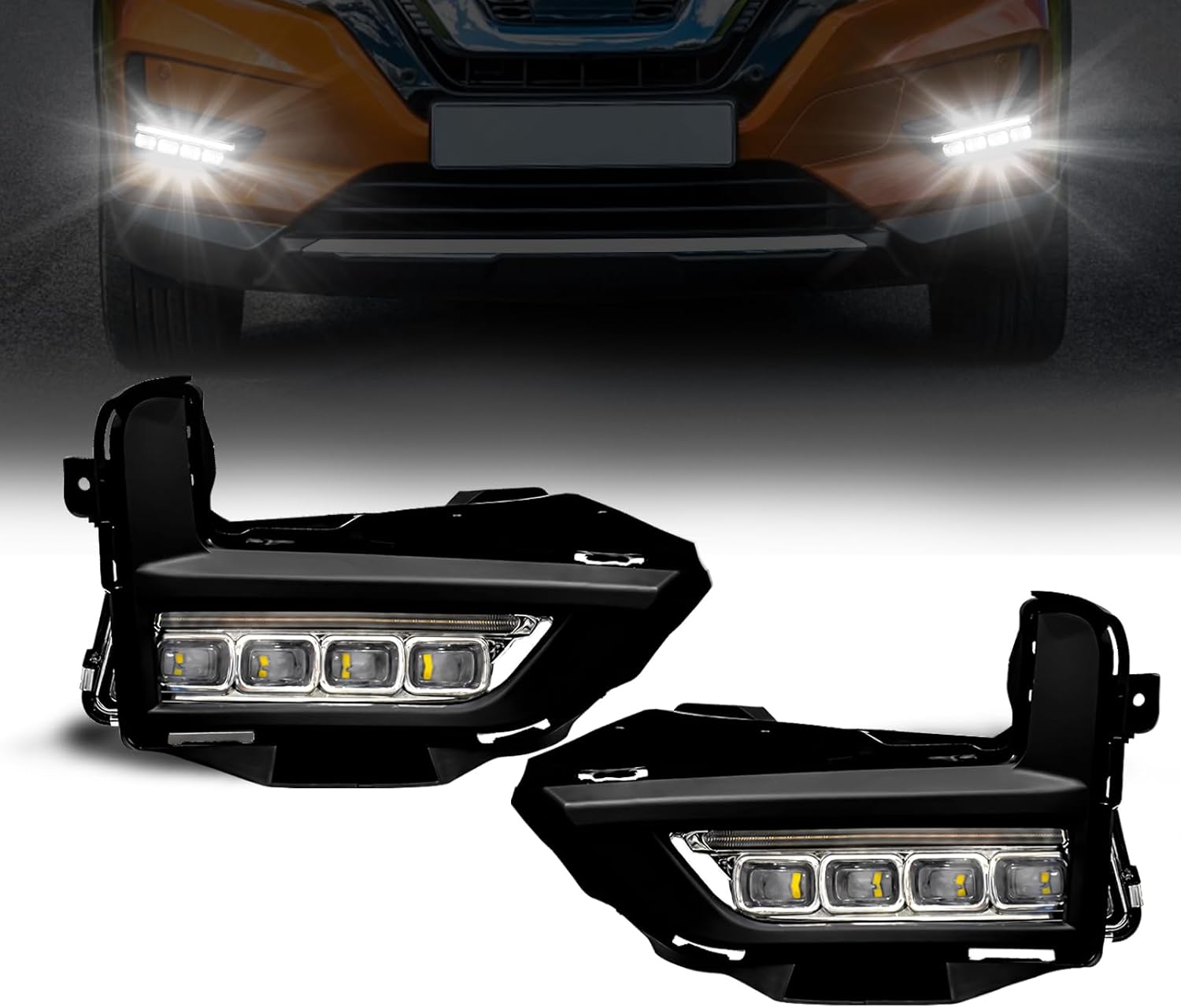 2017–2020 Nissan Rogue/X-Trail LED Fog Lights with DRL | Clear Lens | Plug & Play | 1 Pair