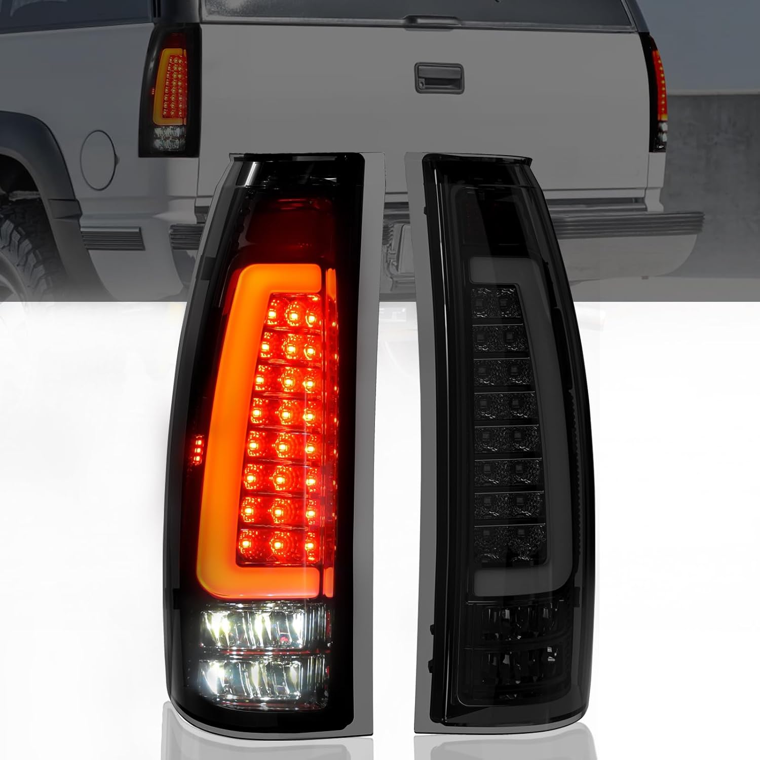 1988–1999 Chevy GMC C/K LED Tail Lights | Smoked Lens | Turn Signal Brake Reverse Light