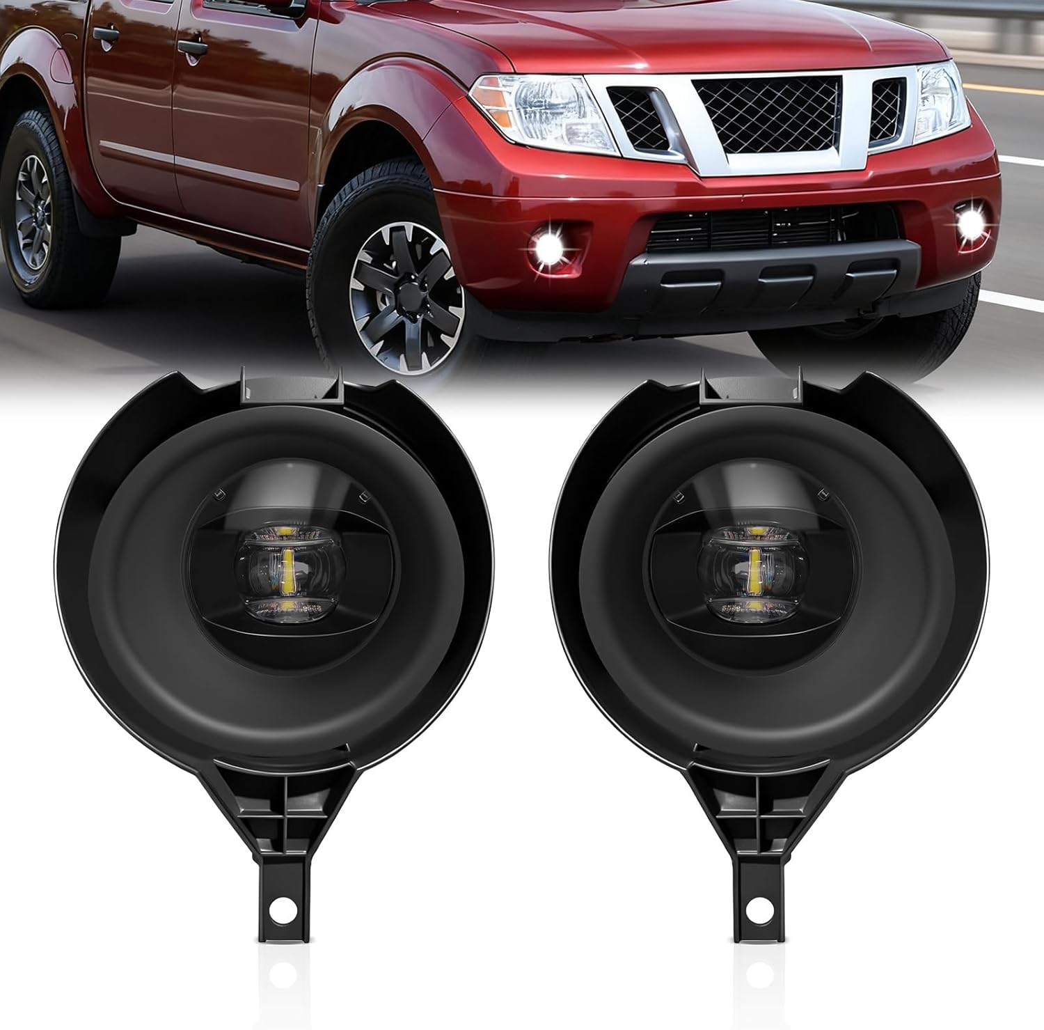 2005–2019 Nissan Frontier LED Fog Lights DRL Chrome Bumper Fog Lamp Kit