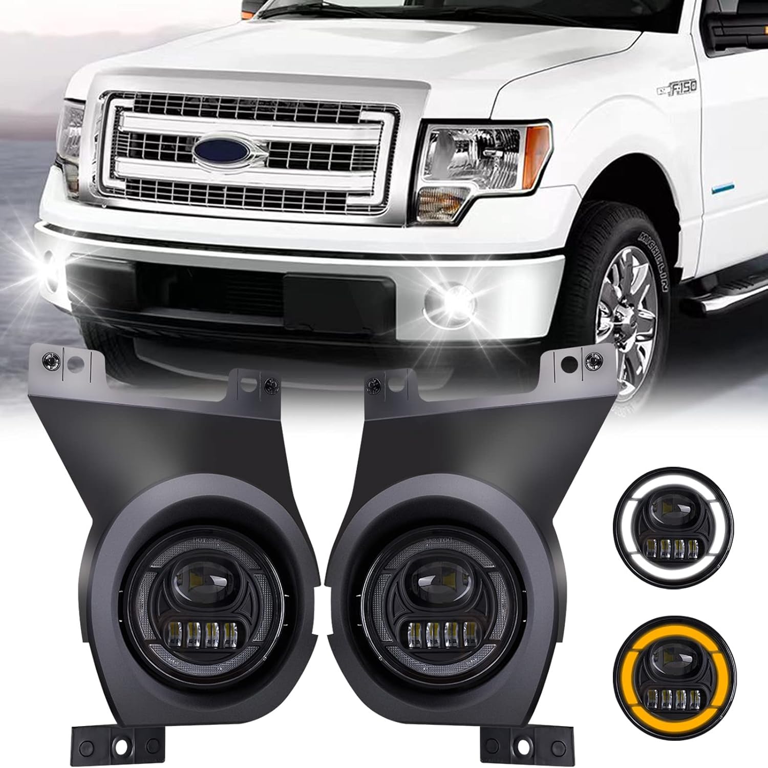 2011–2014 Ford F-150 LED Fog Lights with DRL & Turn Signal | 2500LM | DOT & SAE Approved | 1 Pair