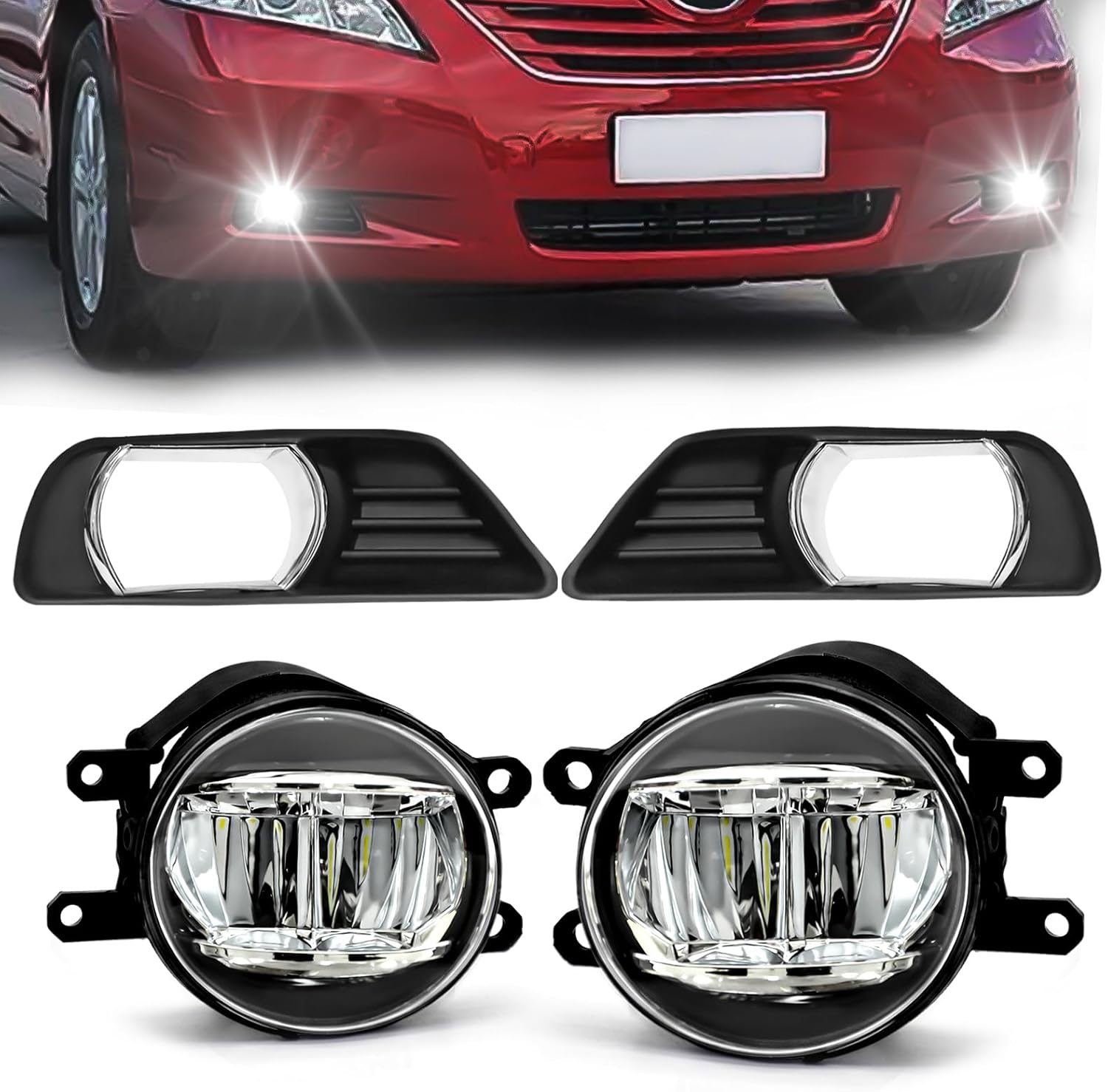 2007–2009 Toyota Camry LED Fog Lights Replacement | Plug & Play | With Switch & Wiring Harness | 1 Pair