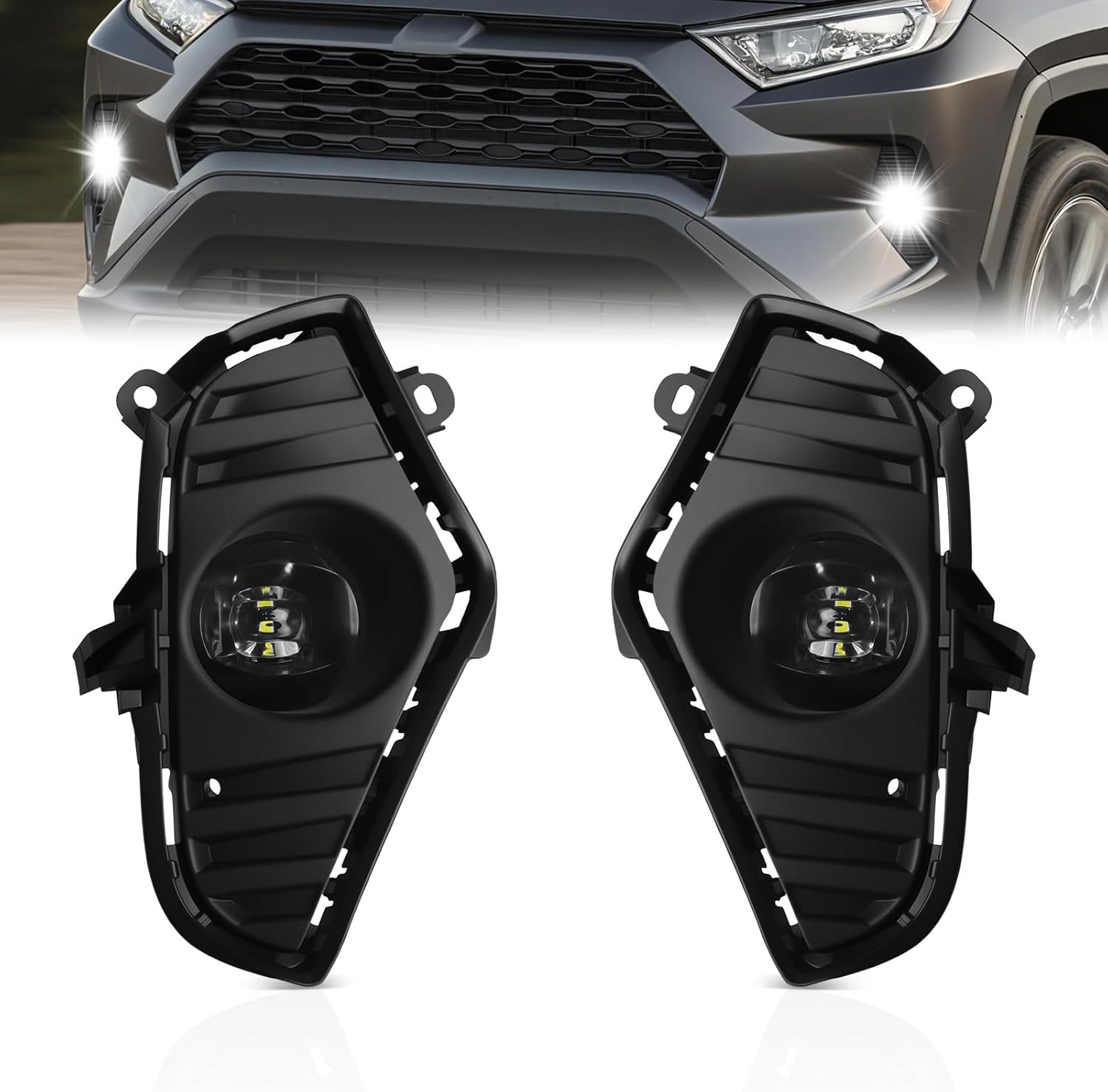 2019–2025 Toyota RAV4 LED Fog Lights Replacement | Clear Lens | IP67 Waterproof | DOT & SAE Approved | With Switch & Wiring | 1 Pair
