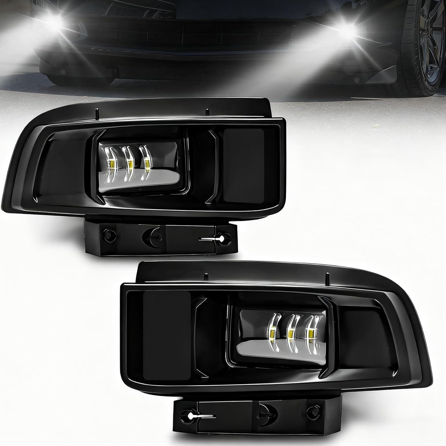2005–2013 Chevrolet Corvette C6 Base LED Fog Lights Replacement | Clear Lens | DOT & SAE Approved | Plug & Play | 1 Pair