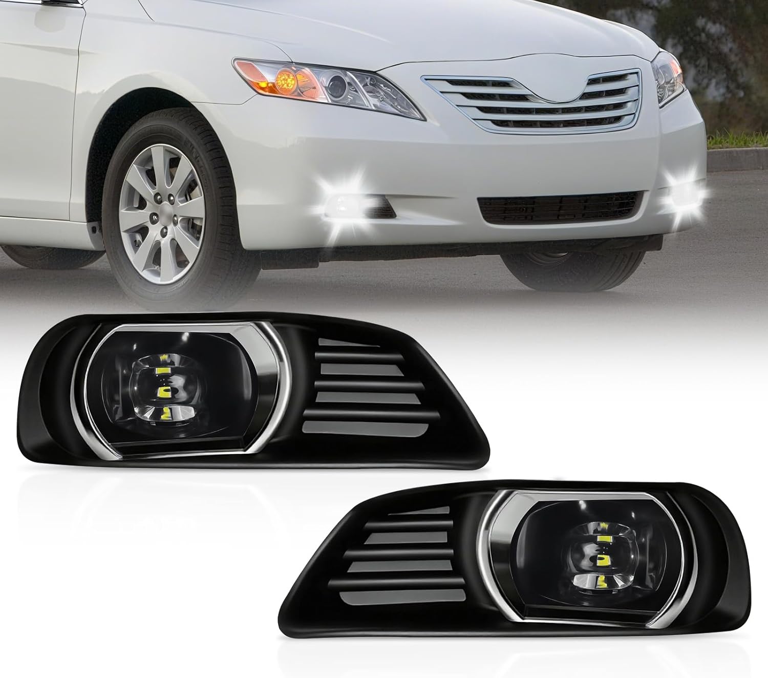 2007–2009 Toyota Camry LED Fog Lights Assembly Replacement | Waterproof Durable | Plug & Play | 1 Pair