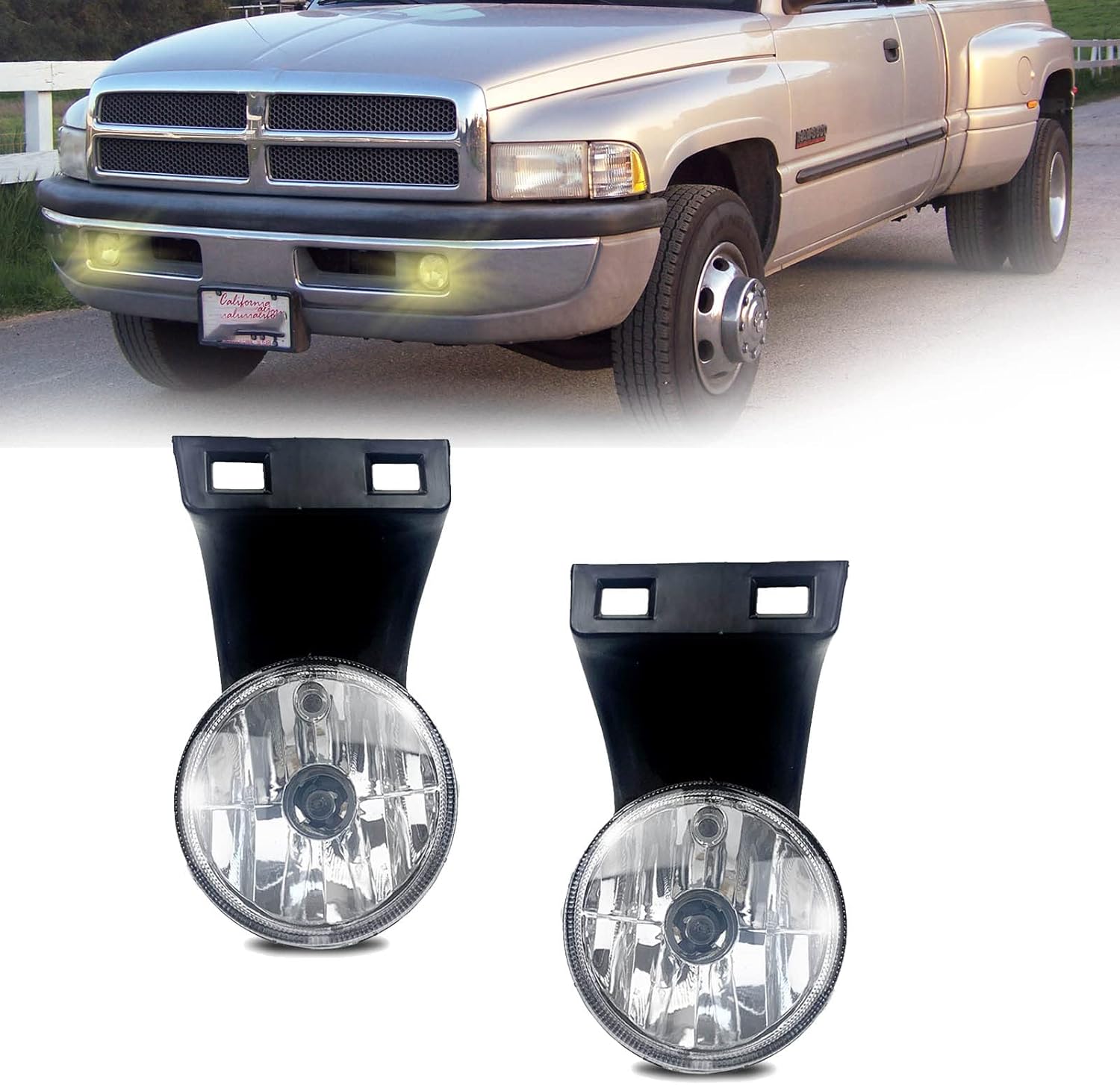 1994–2002 Dodge RAM 1500/2500/3500 Halogen Fog Lights | Clear Lens | 880 12V 27W | OEM Replacement | 1 Pair