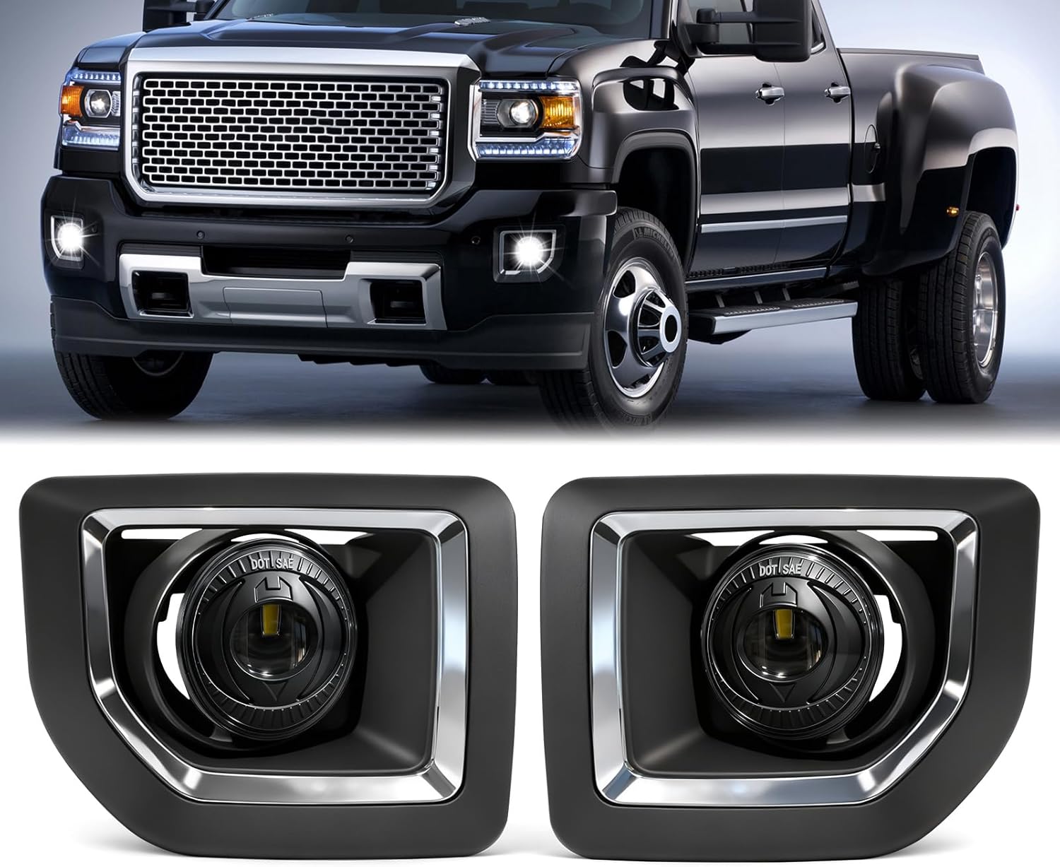 2015–2019 GMC Sierra 2500HD/3500HD LED Fog Lights Replacement | 2500LM | DOT & SAE Approved | 1 Pair