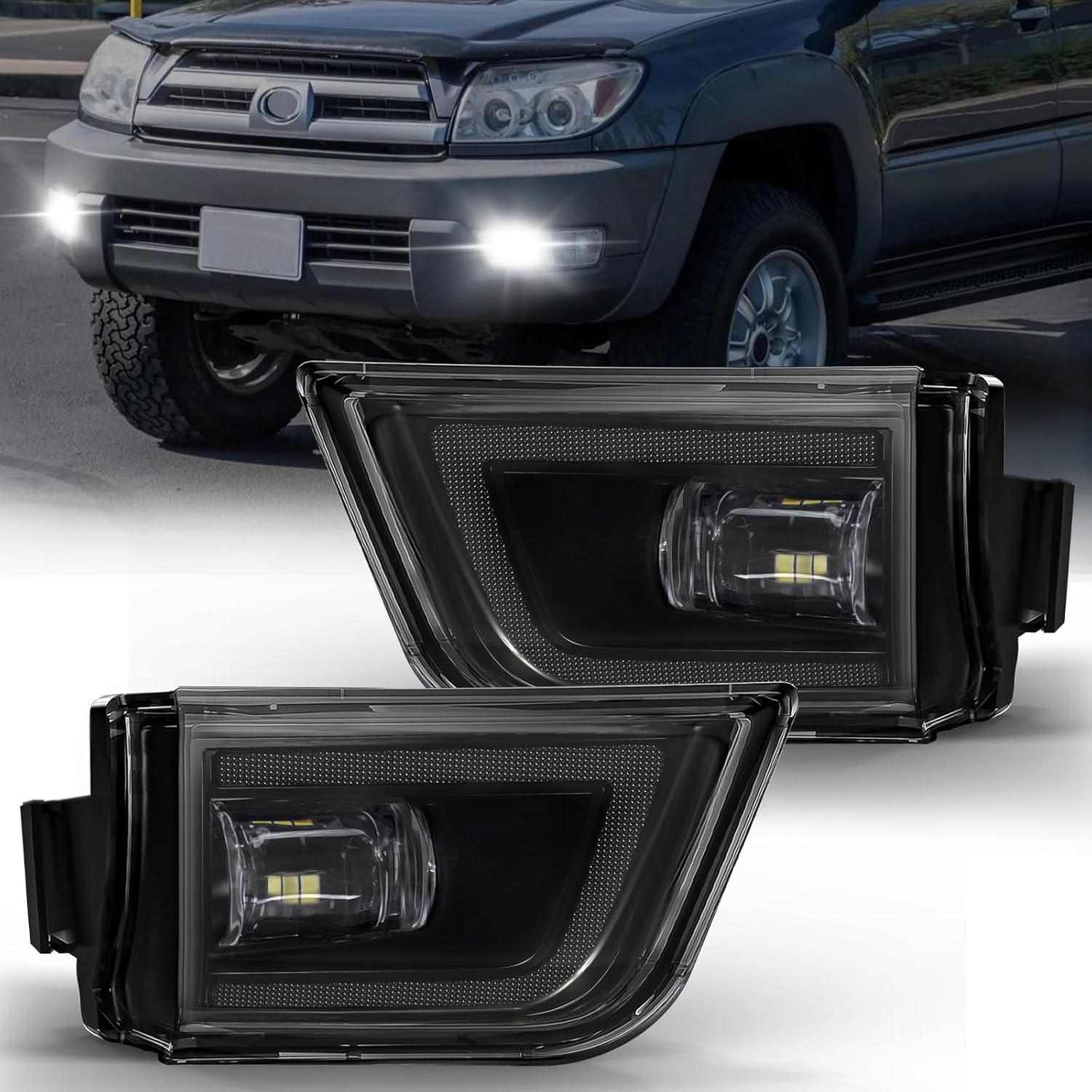 2003–2005 Toyota 4Runner LED Fog Lights Clear Lens DRL Style Kit