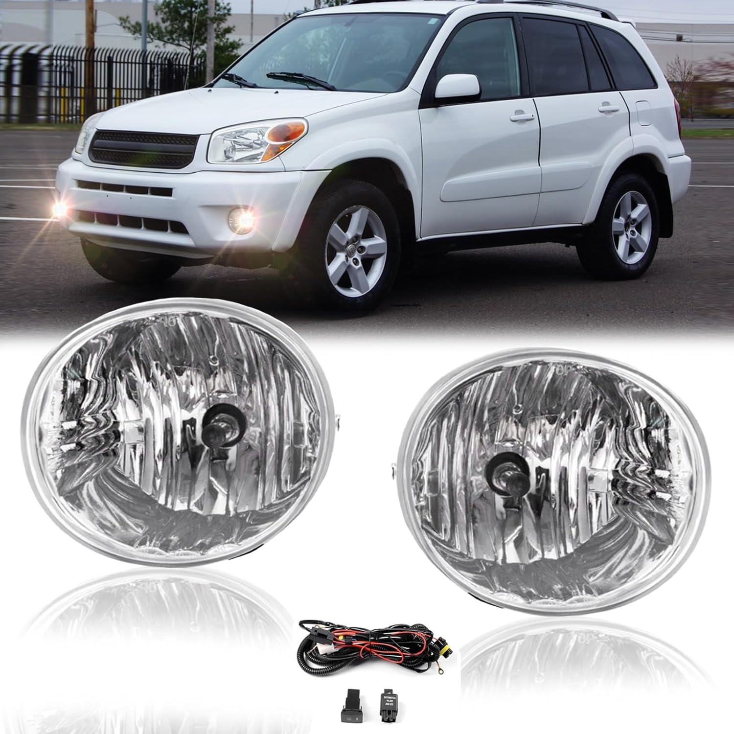 2004–2009 Toyota RAV4 / Avalon / 4Runner & 2005–2006 Lexus ES330 Fog Lights | Clear Lens | DOT & SAE Approved | Plug & Play | 1 Pair