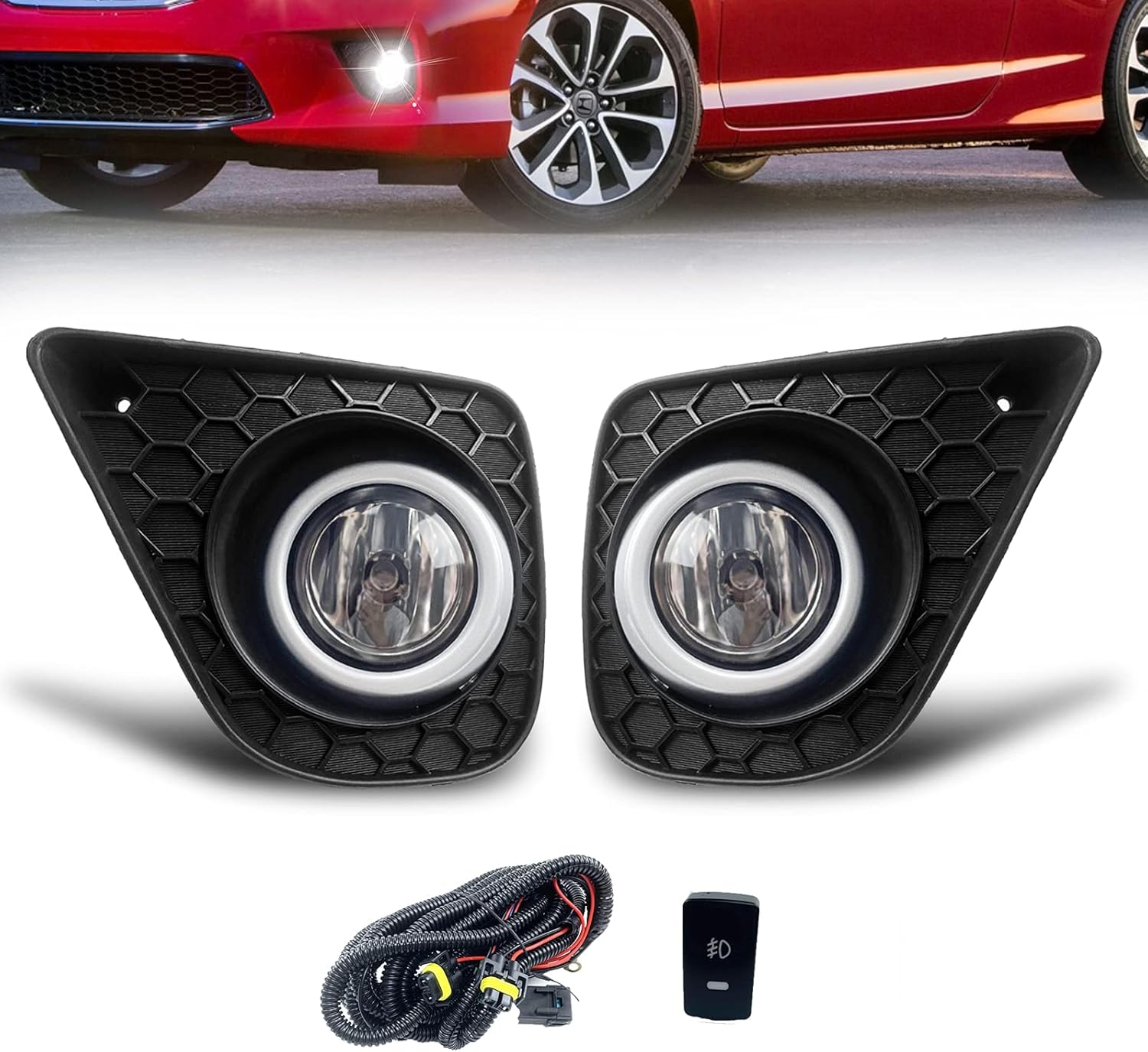 2013–2015 Honda Accord Coupe LED Fog Lights | IP67 Waterproof | With Wiring Harness & Switch | Plug & Play | 1 Pair