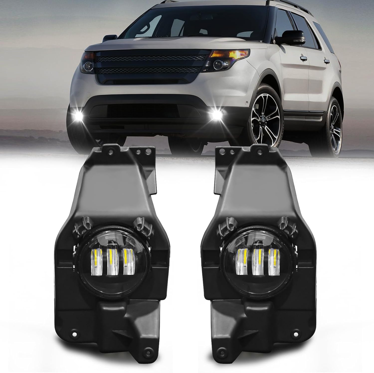 2013–2015 Ford Explorer LED Fog Lights Replacement | Clear Lens | 2500LM | DOT & SAE Approved | 1 Pair