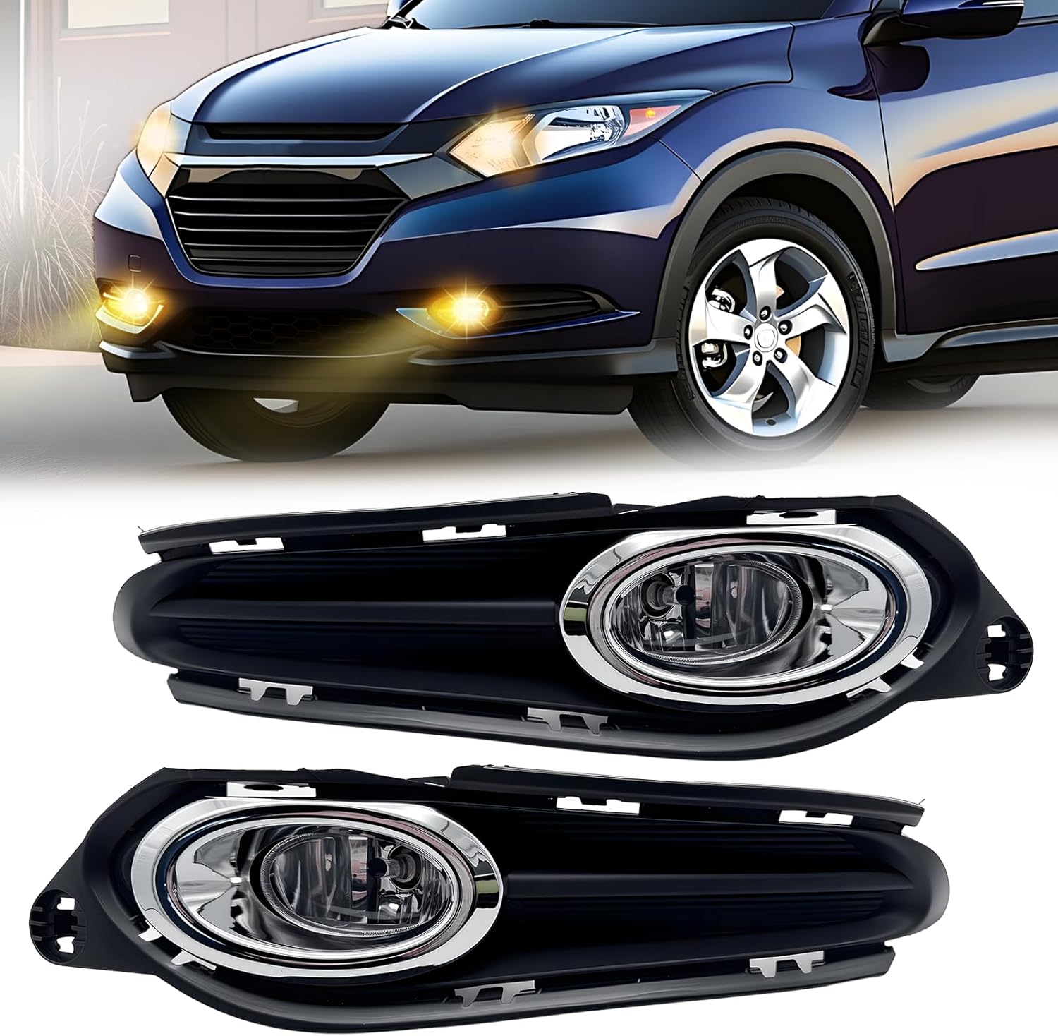 2015–2023 Honda HR-V / VEZEL Front Bumper Fog Lights | Strong Penetrating Power | Wide Illumination | Plug & Play | 1 Pair