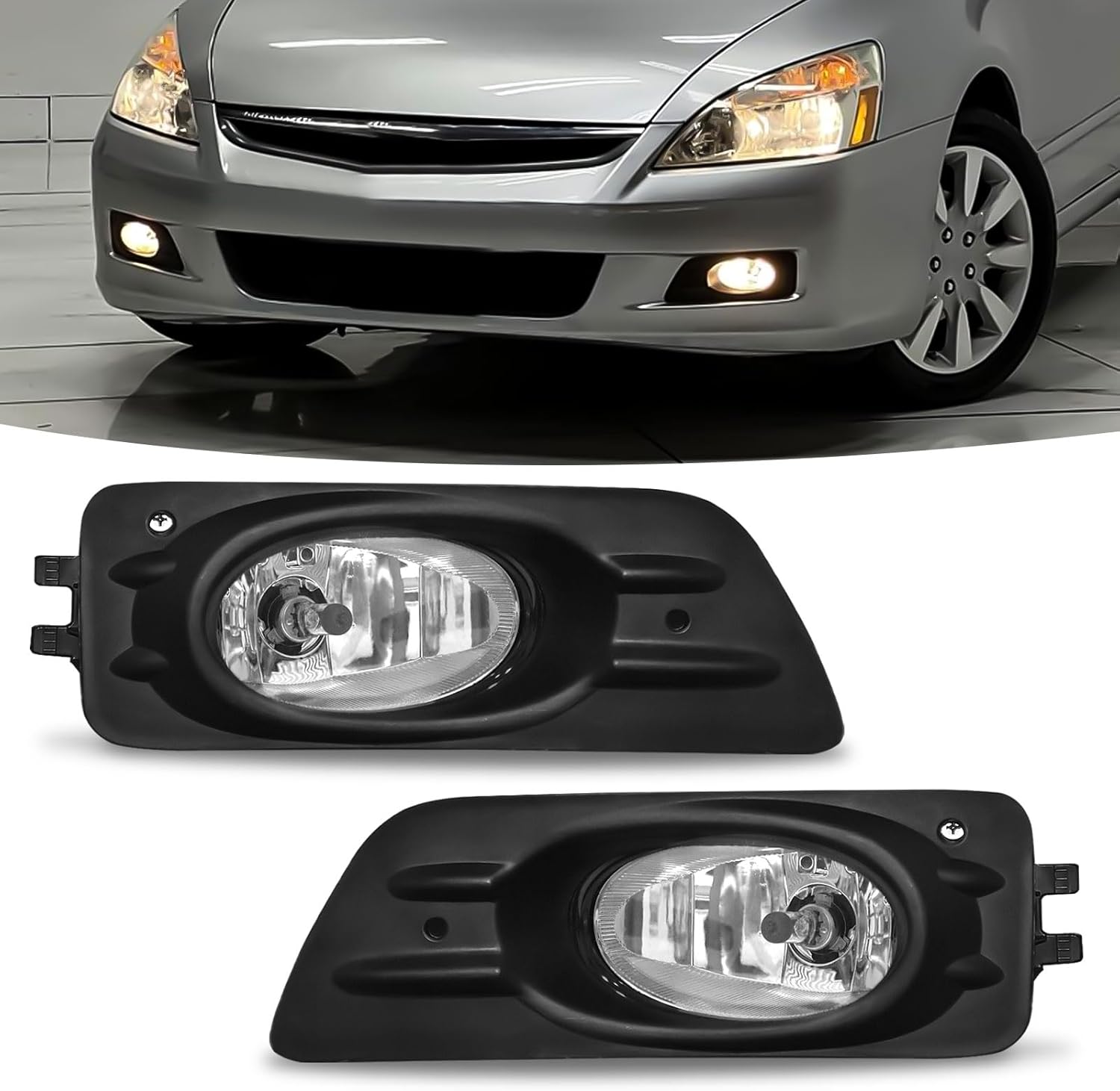 2006–2007 Honda Accord Sedan LED Fog Lights DRL Front Bumper Fog Lamp Kit Clear Lens