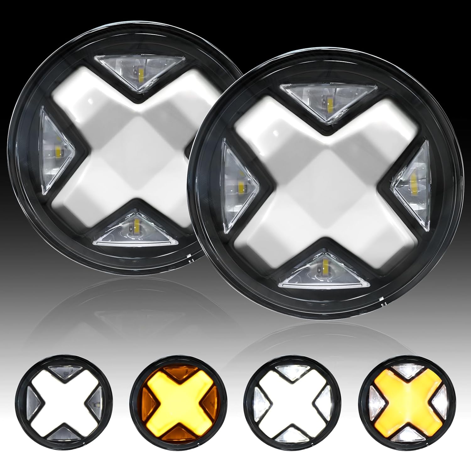 2005–2011 Toyota Tacoma / 2007–2013 Tundra / 2004–2006 Solara / 2008–2015 Sequoia LED Fog Lights with DRL & Amber Turn Signal | Clear Lens | 1 Pair