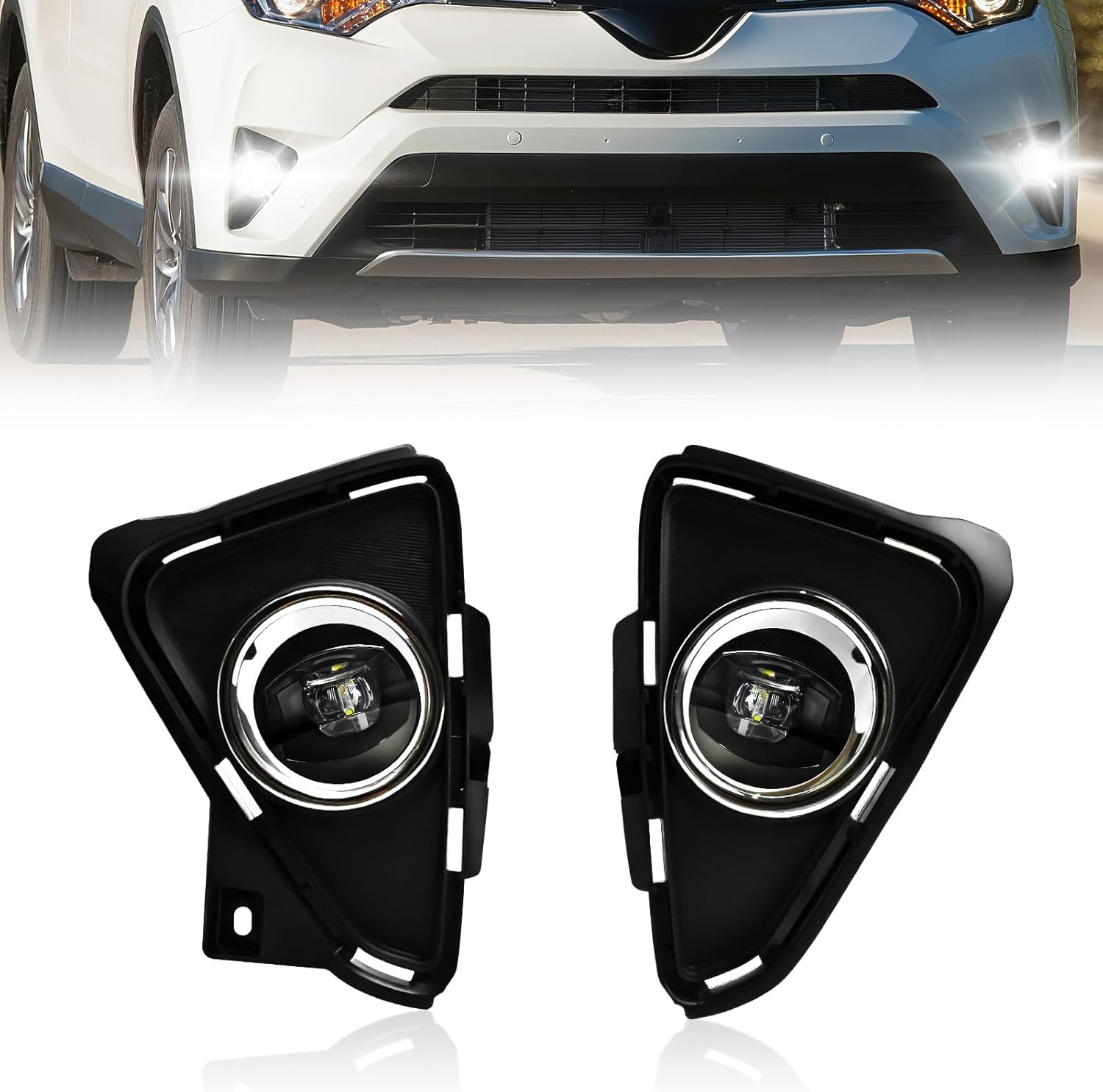 2016–2018 Toyota RAV4 LED Fog Lights Clear Lens OE 520300R020 520400R020