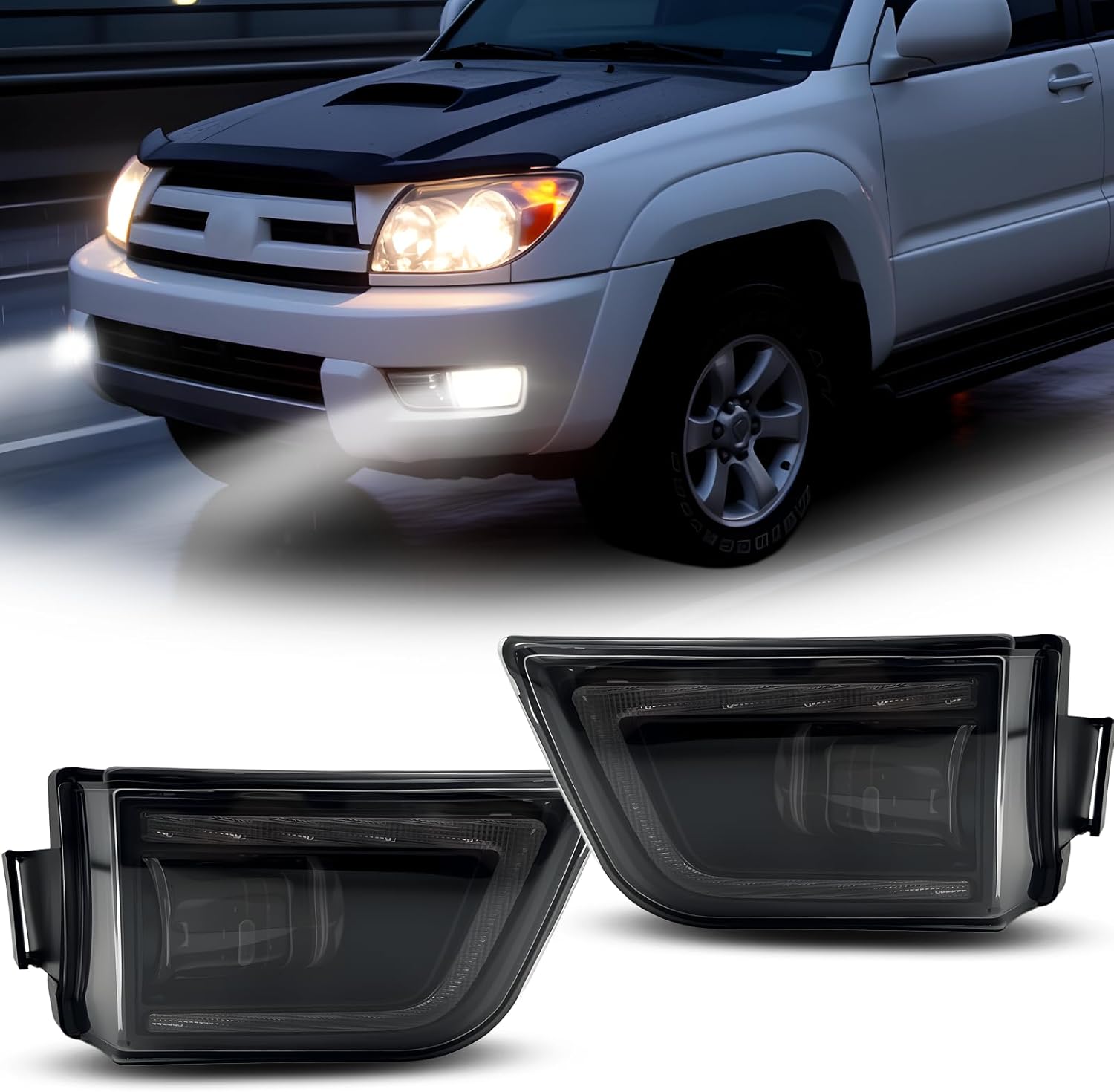 2003–2005 Toyota 4Runner LED Fog Lights | DRL & Turn Signal | Clear Lens | Plug & Play | 1 Pair