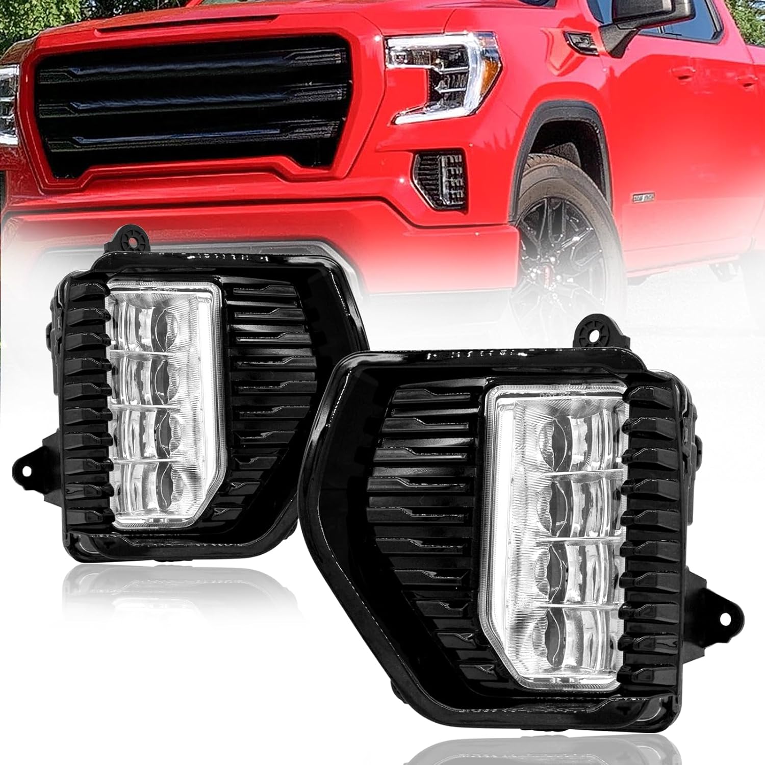 2019–2022 GMC Sierra LED Fog Lights Assembly Replacement | 2500LM | 6500K | DOT Certified | Plug & Play | 1 Pair