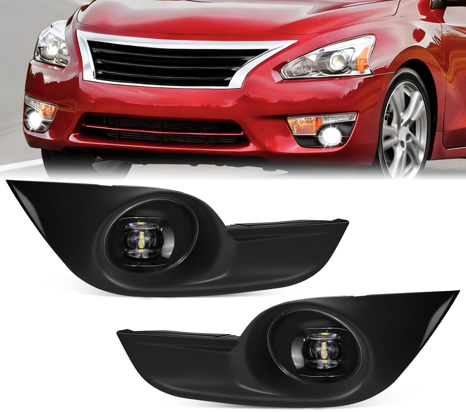 2013-2015 Nissan Altima Sedan LED Fog Lights | Front Bumper | with Switch & Wiring Harness