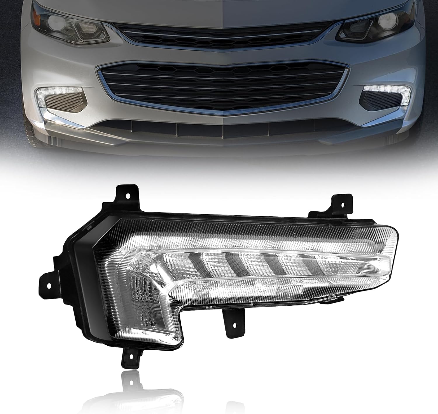 2016–2018 Chevy Malibu LED Fog Light Replacement | Front Driving Lamp | Clear Lens | Right Side