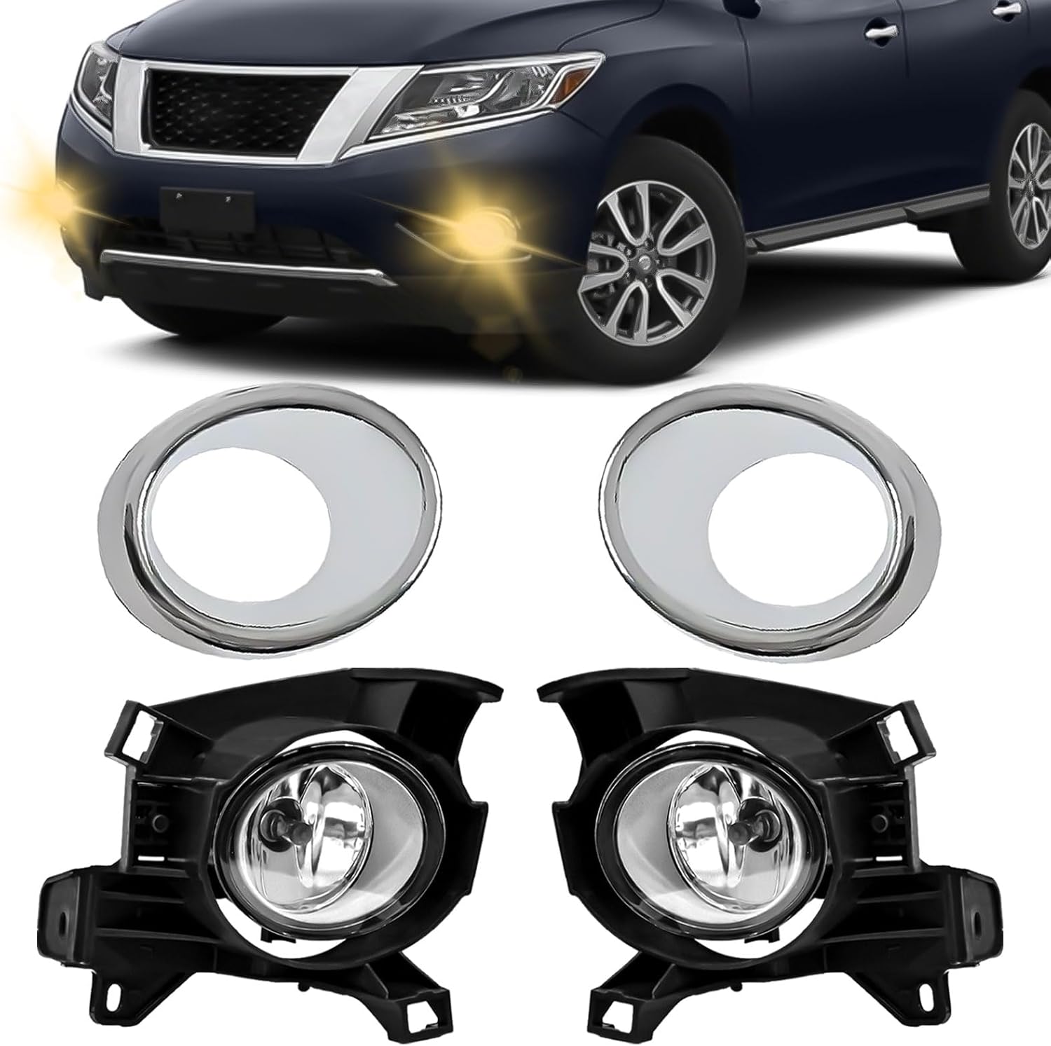 2013–2016 Nissan Pathfinder Halogen Fog Lights Replacement | Plug & Play | With Wiring Harness | 1 Pair