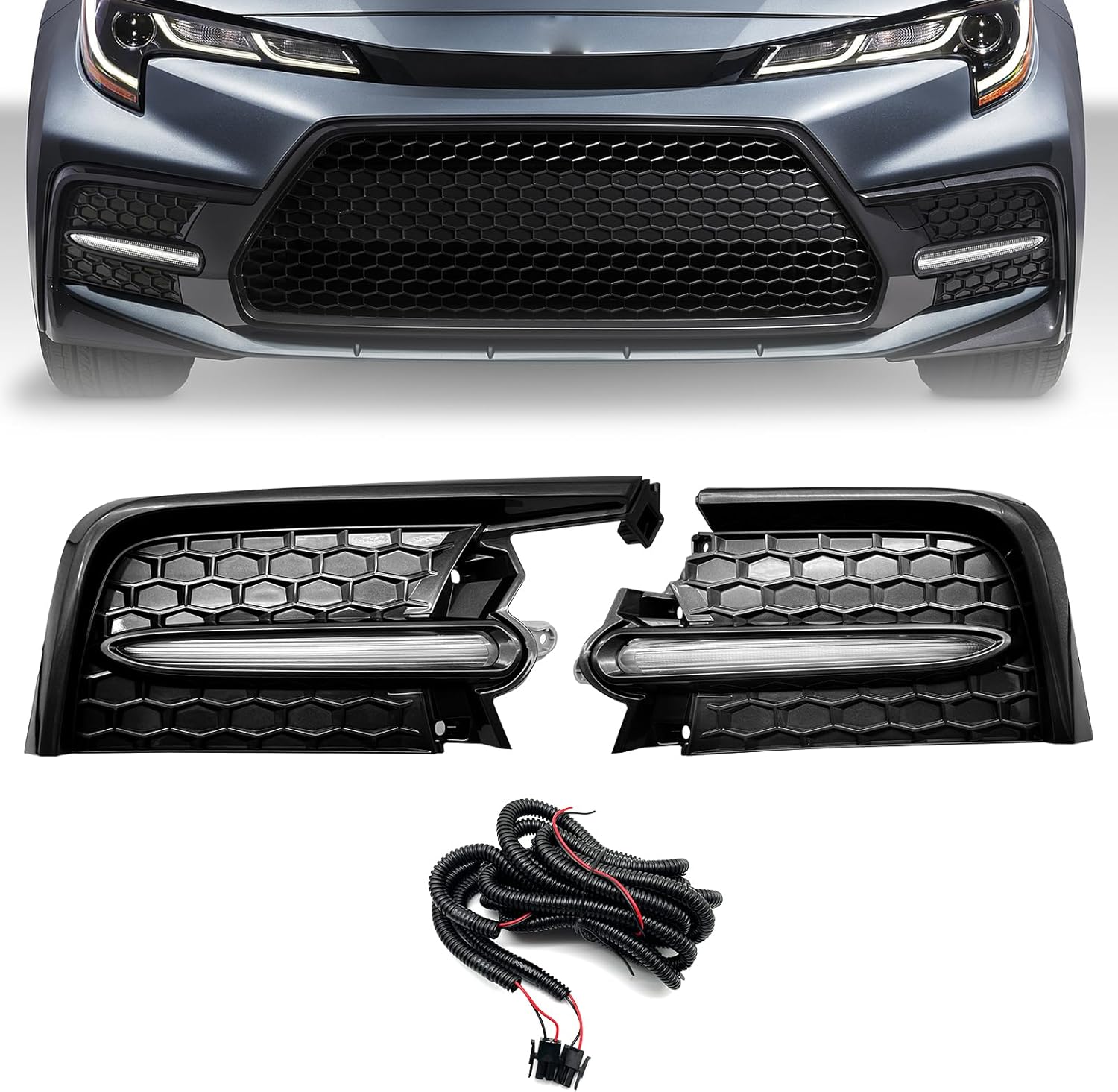 2020–2022 Toyota Corolla SE/XSE LED Fog Lights Replacement | Clear Lens | Plug & Play | With Harness & Bezels | 1 Pair