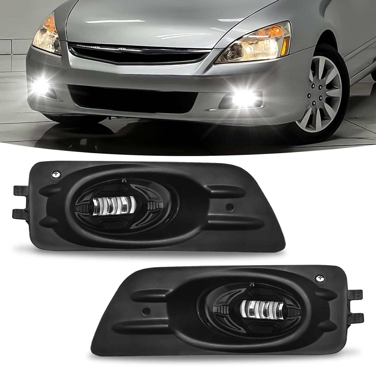 2006–2007 Honda Accord Sedan LED Fog Lights DRL Front Bumper Fog Lamp Kit Clear Lens