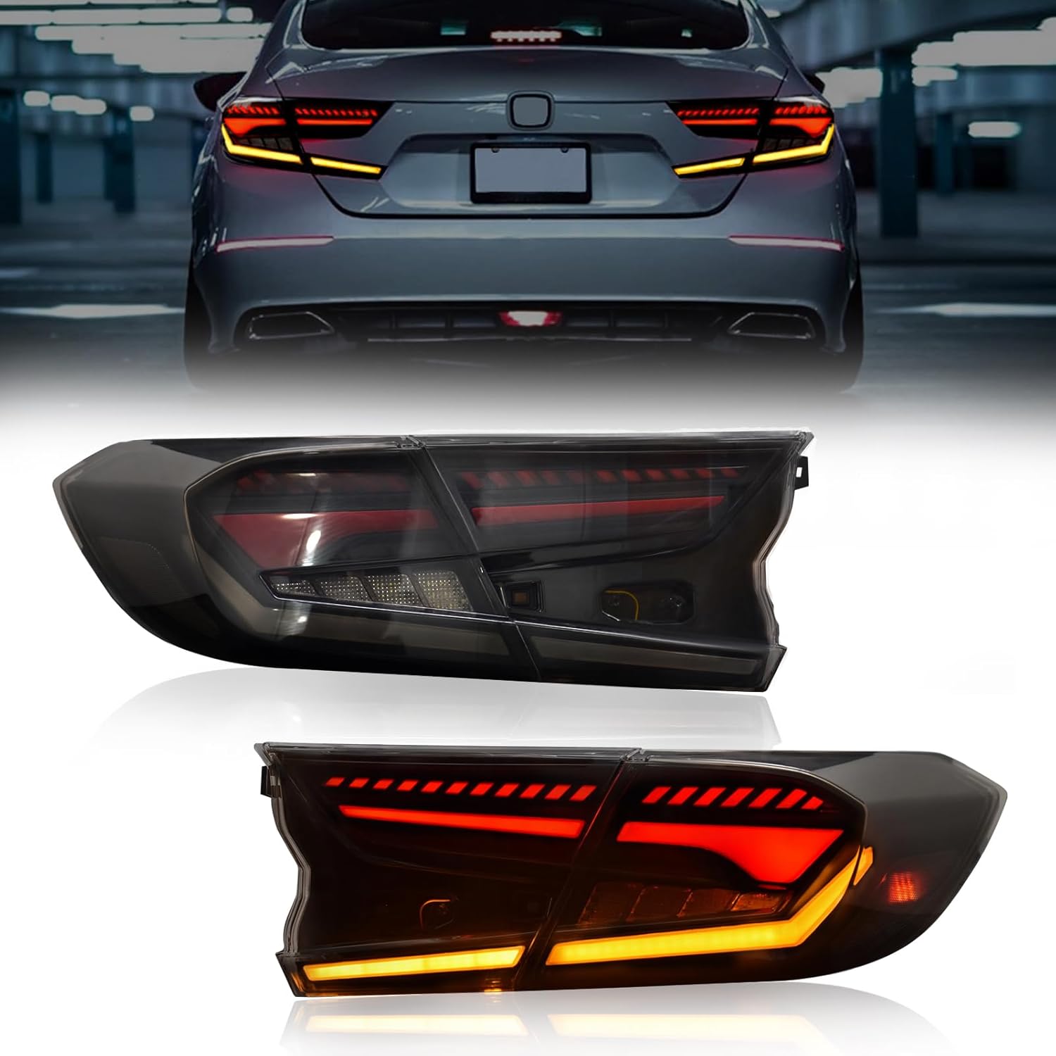 2018–2022 Honda Accord LED Tail Lights | Sequential Start-Up | Smoked Rear Lamps | 10th Gen Upgrade