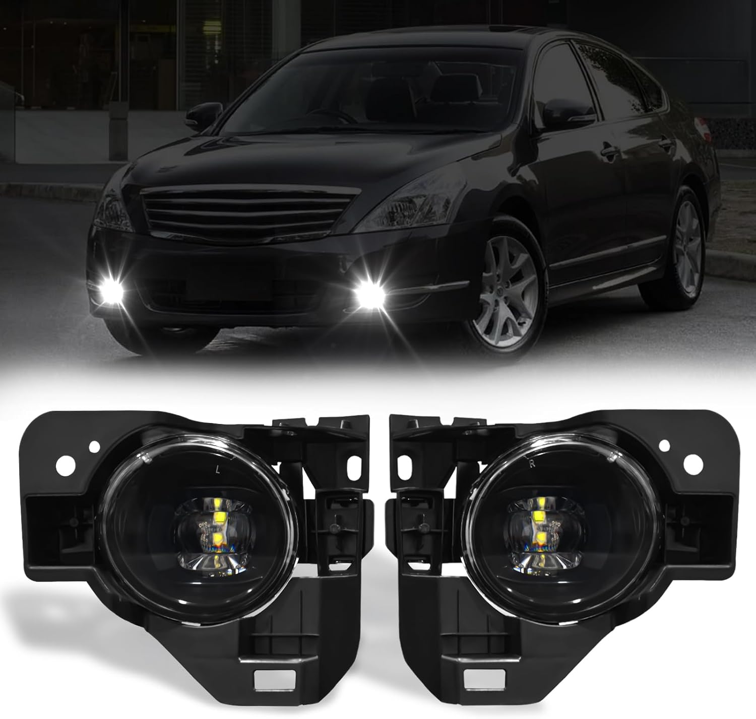 2009-2014 Nissan Maxima LED Fog Lights | Front Bumper | with Switch & Wiring Harness