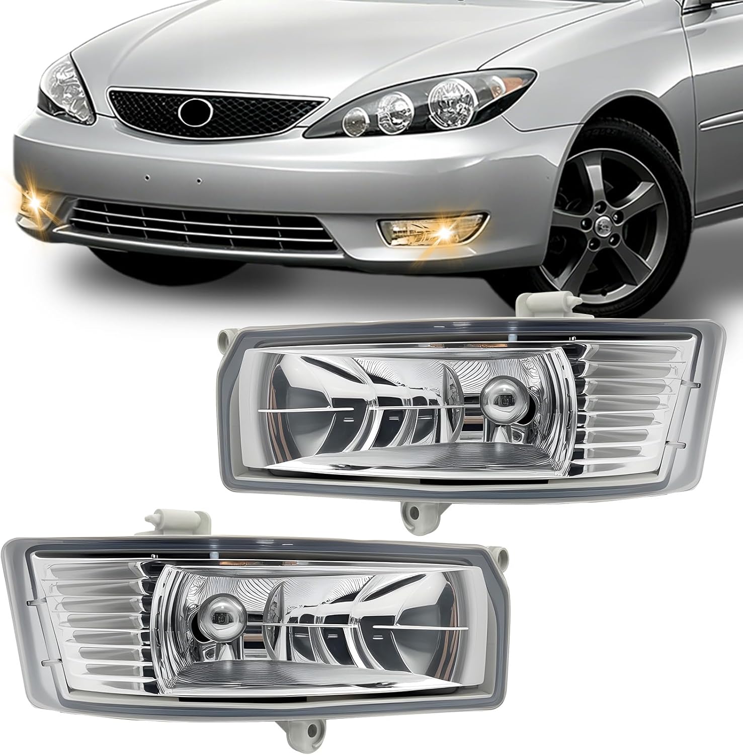 2005–2006 Toyota Camry Fog Lights | Wide Beam | DOT & SAE Approved | With Wiring Harness & Switch | Plug & Play | 1 Pair