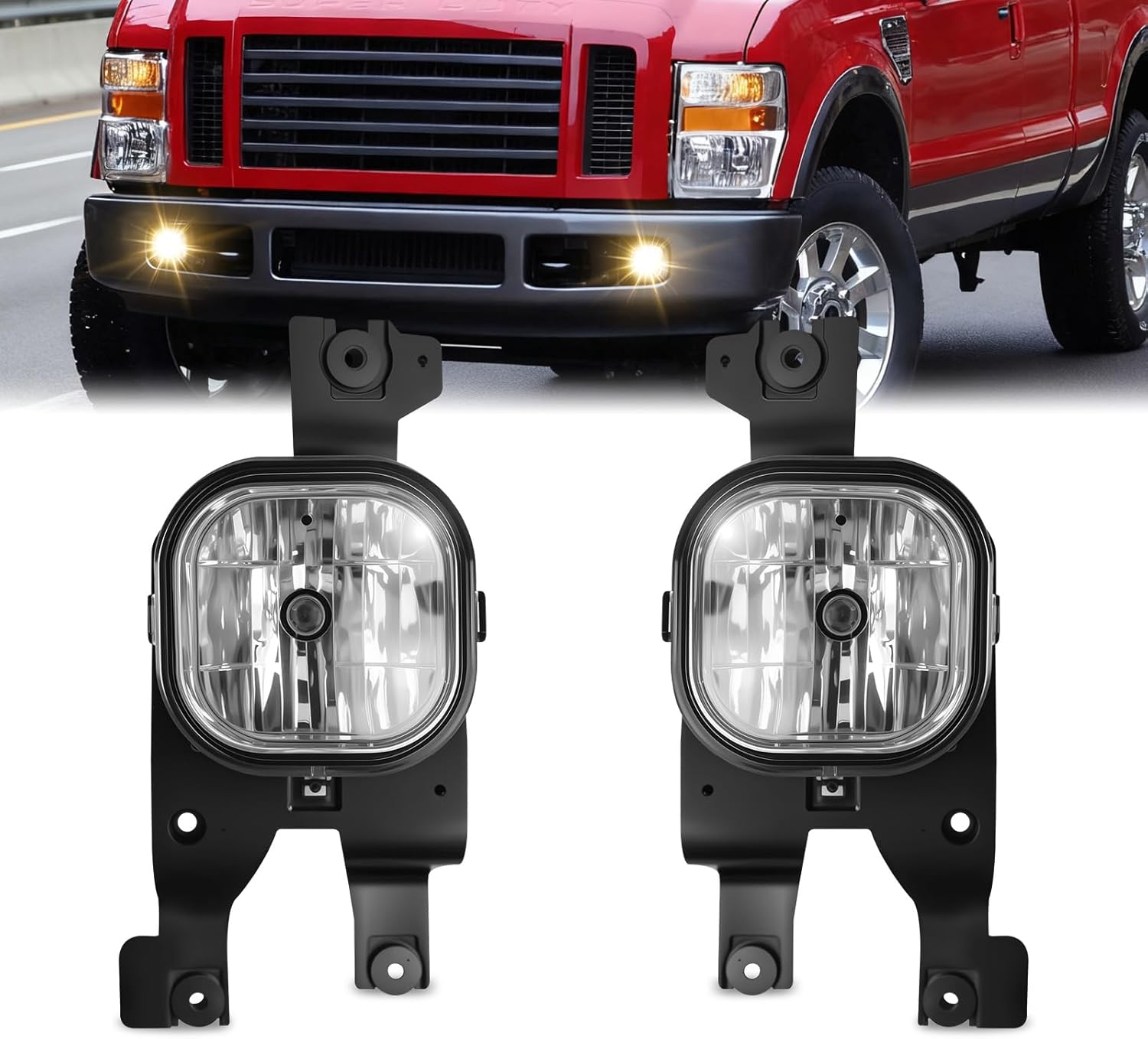 2008–2010 Ford F250 / F350 / F450 Super Duty Halogen Fog Lights | Clear Lens | DOT & SAE Approved | IP67 Waterproof | 1 Pair