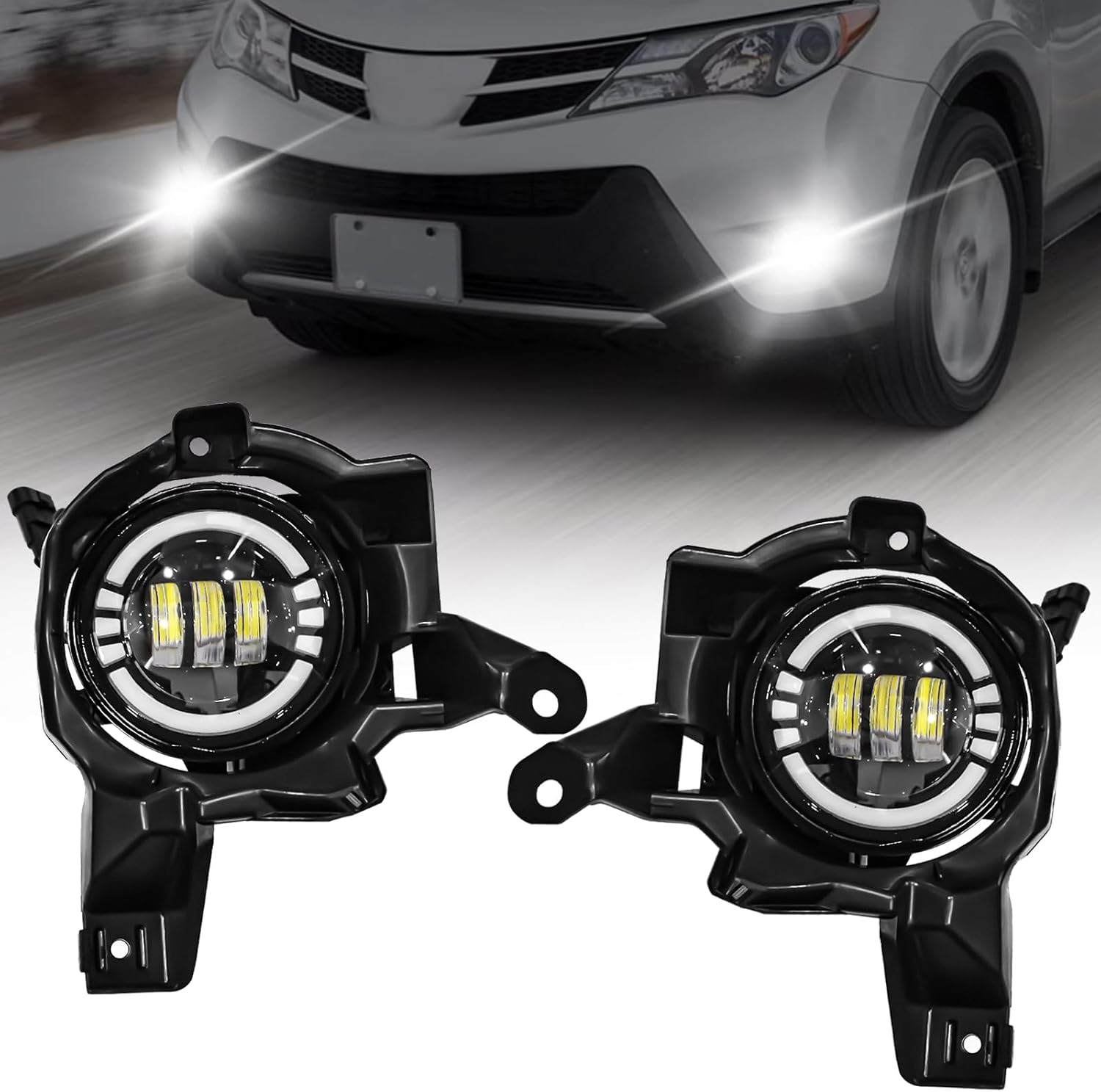 2013–2015 Toyota RAV4 LED Fog Lights DRL Amber Turn Signal White DRL