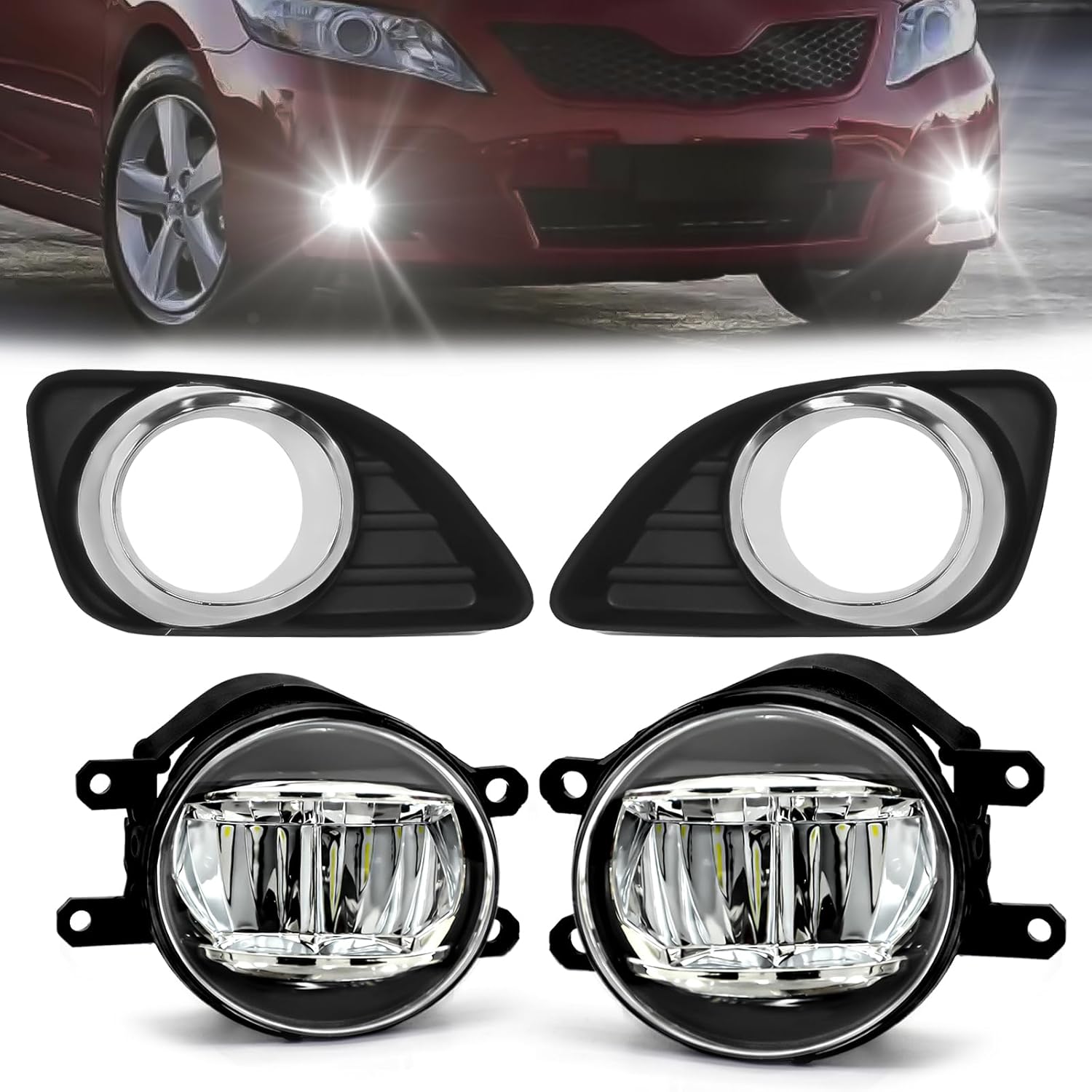 2010–2011 Toyota Camry LED Fog Lights Replacement | Plug & Play | With Switch & Wiring Harness | 1 Pair