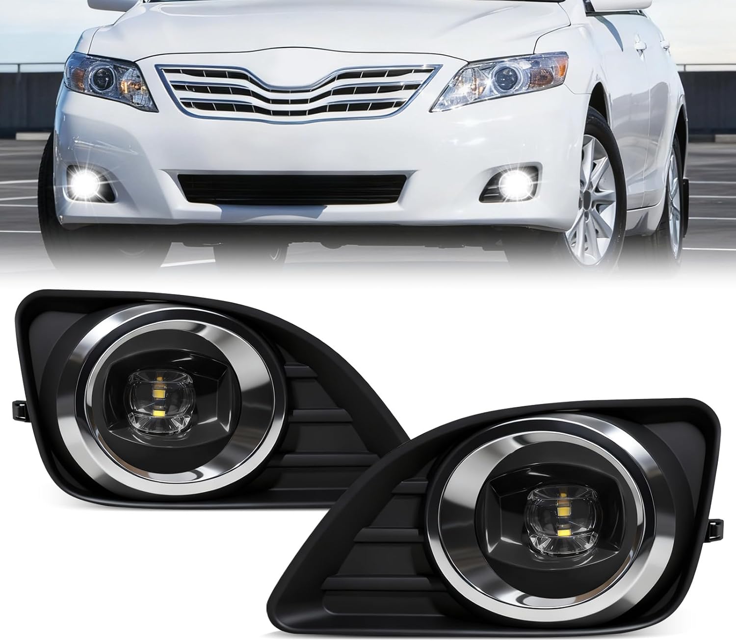 2010–2011 Toyota Camry LED Fog Lights Assembly Replacement | Waterproof Durable Fog Lamps | Plug & Play | Left & Right Side