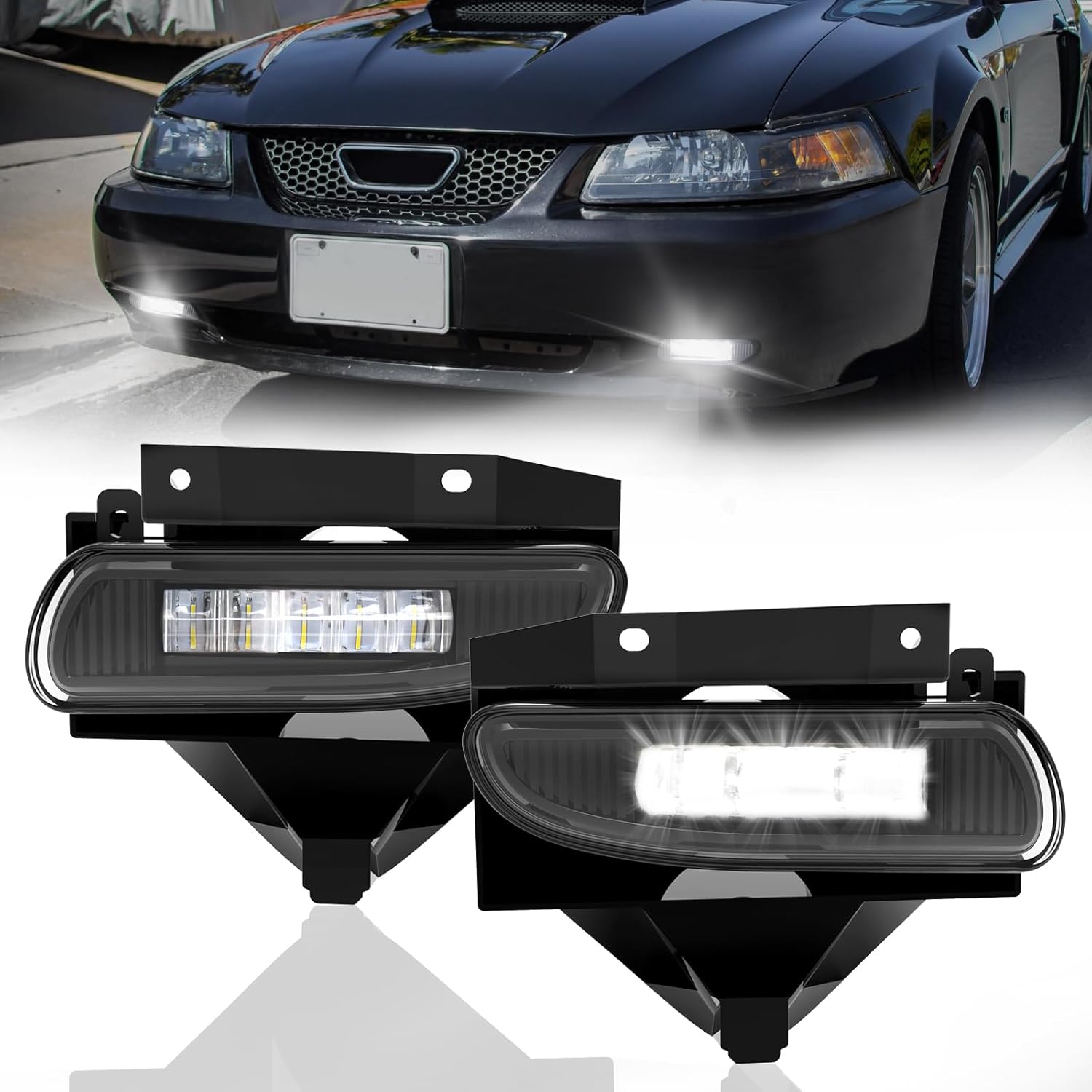 1999–2004 Ford Mustang LED Fog Lights | 2500LM 6500K | DOT & SAE Certified | IP67 Waterproof | 1 Pair