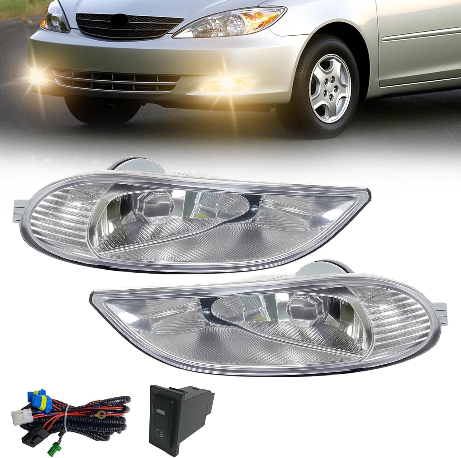 2002–2008 Toyota Fog Lights | Camry Corolla Solara | Clear Lens 9006 Halogen